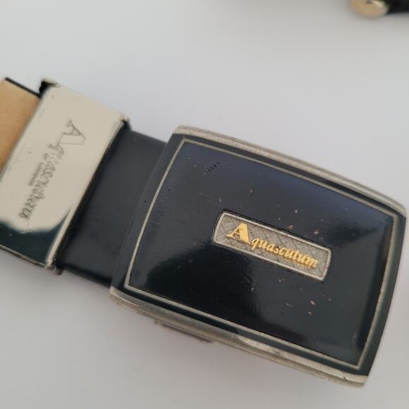 Mila Schon Aquascutum Gold Black Metal Belt Buckle Logo Slim Vintage Lot 3 Bundl - Picture 4 of 6